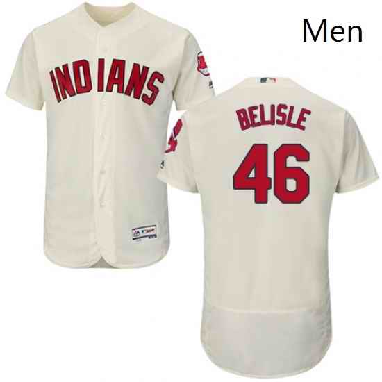 Mens Majestic Cleveland Indians 46 Matt Belisle Cream Alternate Flex Base Authentic Collection MLB Jersey